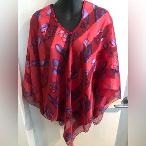 Red and Purple Women's Poncho